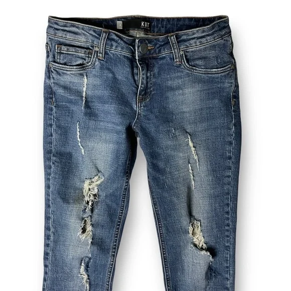 Kut From The Cloth Catherine Boyfriend Distressed Jeans Med Wash Stretch Sz 4 - Picture 2 of 11